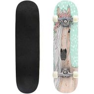 BNUENMEE Classic Concave Skateboard for Boys Girls Beginners, Seamless Pattern with Cute Animals Standard Skateboards 31x 8 Extreme Sports Outdoor Skateboards