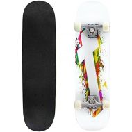 BNUENMEE Classic Concave Skateboard for Boys Girls Beginners, Cross of The Stain Raster Standard Skateboards 31x 8 Extreme Sports Outdoor Skateboards