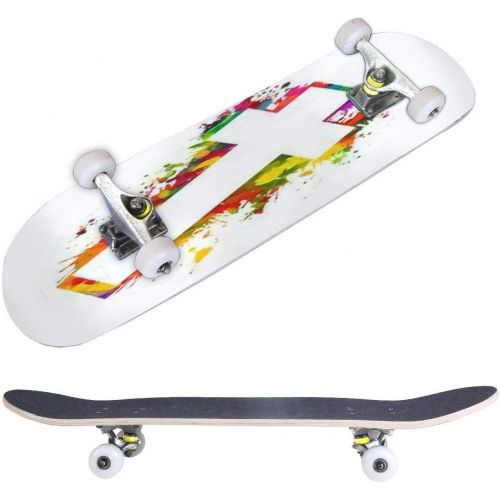  BNUENMEE Classic Concave Skateboard for Boys Girls Beginners, Cross of The Stain Raster Standard Skateboards 31x 8 Extreme Sports Outdoor Skateboards