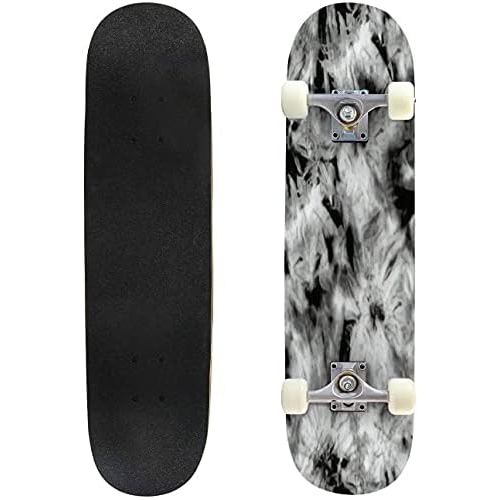  BNUENMEE Classic Concave Skateboard for Boys Girls Beginners, Seamless Pattern tie dye Design Indigo Background with Watercolor Standard Skateboards 31x 8 Extreme Sports Outdoor Sk