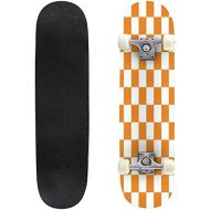 BNUENMEE Classic Concave Skateboard for Boys Girls Beginners, Checkered Texture 3D Background Standard Skateboards 31x 8 Extreme Sports Outdoor Skateboards