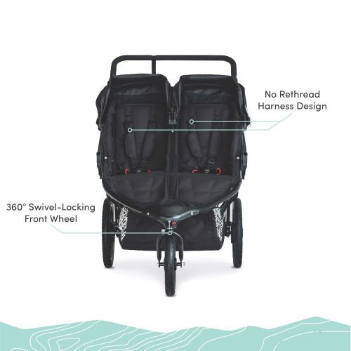  BOB Gear Revolution Flex 3.0 Duallie Double Jogging Stroller, Lunar Black - Ultra-Reflective Accents , 48x30.5x45 Inch (Pack of 1)