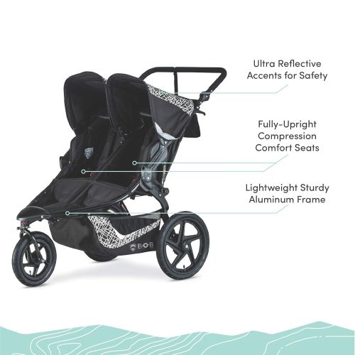  BOB Gear Revolution Flex 3.0 Duallie Double Jogging Stroller, Lunar Black - Ultra-Reflective Accents , 48x30.5x45 Inch (Pack of 1)