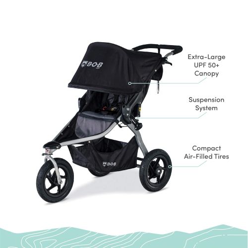  [아마존베스트]BOB Gear Rambler Jogging Stroller | Smooth Ride Suspension + Easy Fold + XL Canopy Coverage, Black [New Logo]