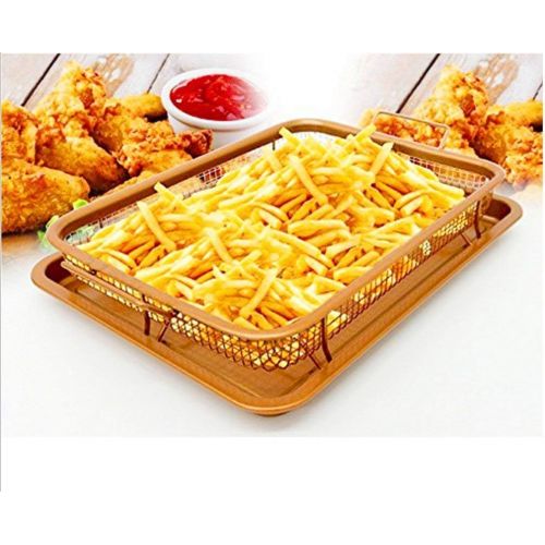  [아마존베스트]BOBALLE Copper Crisper Oven Air Fryer  Non Stick Crisper Tray Copper Basket Air Fryer