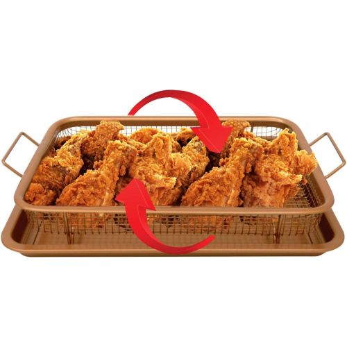  [아마존베스트]BOBALLE Copper Crisper Oven Air Fryer  Non Stick Crisper Tray Copper Basket Air Fryer