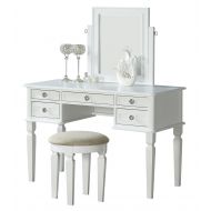 BOBKONA F4181 Vanity Table with Stool Set White