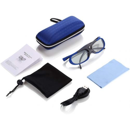  [아마존베스트]BOBLOV Active Shutter 3D Glasses DLP-Link USB Blue Compatible BenQ W1070 W700 Dell DLP Projectors (Blue-2 Pcak)