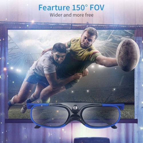  [아마존베스트]BOBLOV Active Shutter 3D Glasses DLP-Link USB Blue Compatible BenQ W1070 W700 Dell DLP Projectors (Blue-2 Pcak)