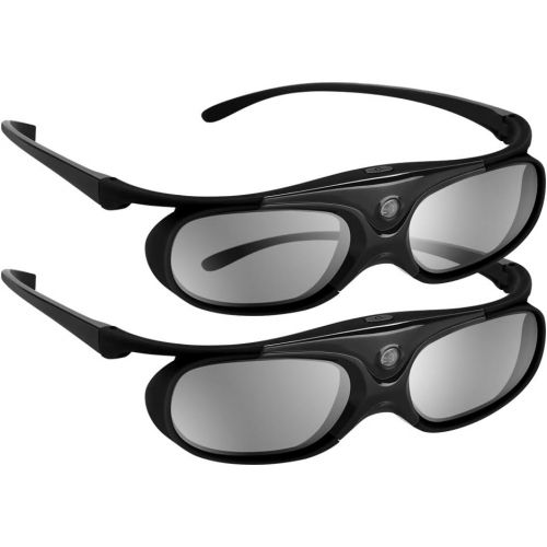  [아마존베스트]BOBLOV Active Shutter 3D Glasses DLP-Link USB Blue Compatible BenQ W1070 W700 Dell Projector (Black- 2Pack)