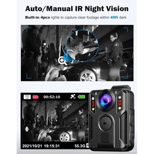  BOBLOV M6 Body Camera with GPS Funtion, 1440P 64GB HD Police Body Camera for Lawenforcement, Support 8hours Recording Police Body Camera Lightweight and Portable Easy to Operate (6