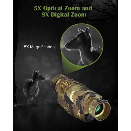  [아마존베스트]BOBLOV Digital Night Vision Monocular 5x8 Optics Scope Night Vision Infrared Monoculars with 16GB Card for Hunting Observe (P15 with 16G Card)