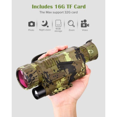  [아마존베스트]BOBLOV Digital Night Vision Monocular 5x8 Optics Scope Night Vision Infrared Monoculars with 16GB Card for Hunting Observe (P15 with 16G Card)