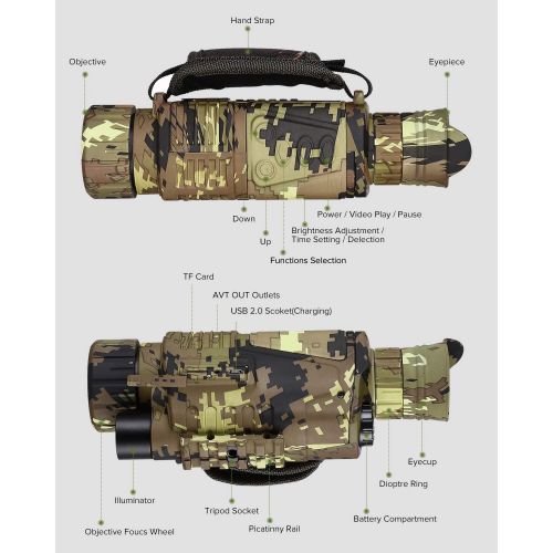  [아마존베스트]BOBLOV Digital Night Vision Monocular 5x8 Optics Scope Night Vision Infrared Monoculars with 16GB Card for Hunting Observe (P15 with 16G Card)