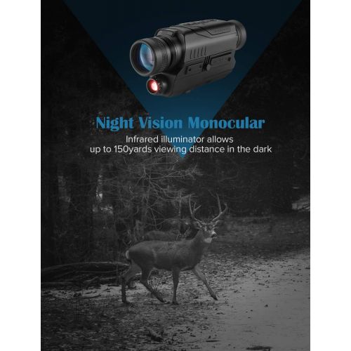  [아마존베스트]BOBLOV Night Vision Monocular, Digital 5x8 Optics Scope Night Vision Infrared Monoculars, for Day and Night with 16GB Card for Hunting Observe (PJ2 with 16G Card)