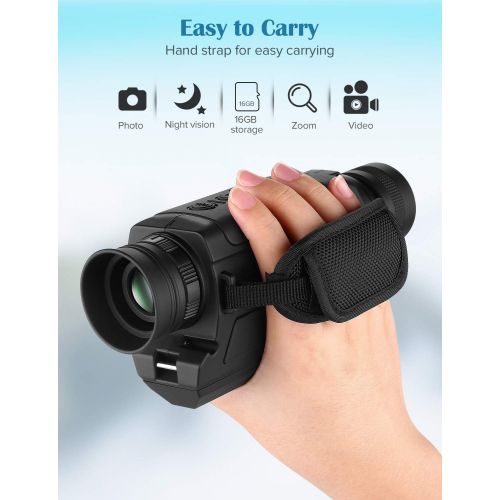  [아마존베스트]BOBLOV Night Vision Monocular, Digital 5x8 Optics Scope Night Vision Infrared Monoculars, for Day and Night with 16GB Card for Hunting Observe (PJ2 with 16G Card)