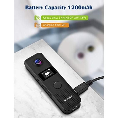  [아마존베스트]BOBLOV Mini Camera 1296P Body Camera Camcorder with WiFi/OLED Screen for Police/Motorcycle/Bicycle/Sport/Conference Recording (Black Built-in 32GB)