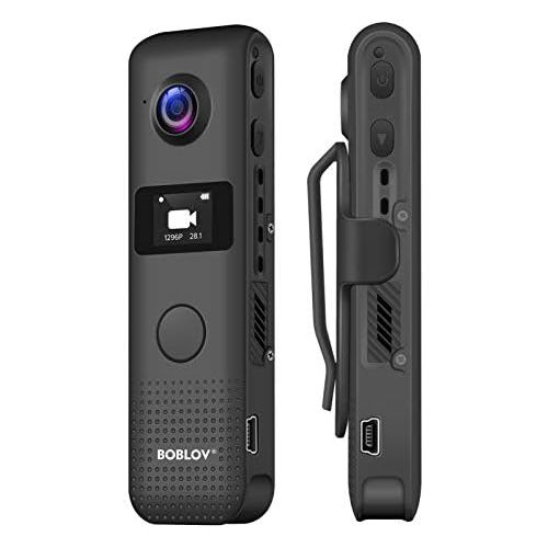  [아마존베스트]BOBLOV Mini Camera 1296P Body Camera Camcorder with WiFi/OLED Screen for Police/Motorcycle/Bicycle/Sport/Conference Recording (Black Built-in 32GB)