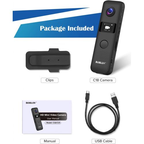  [아마존베스트]BOBLOV Mini Camera 1296P Body Camera Camcorder with WiFi/OLED Screen for Police/Motorcycle/Bicycle/Sport/Conference Recording (Black Built-in 32GB)