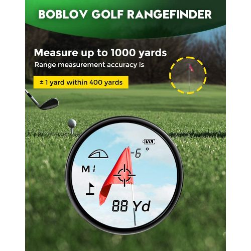  BOBLOV 1000Yards Slope Golf Rangefinder,Professional 400Yards Flag Locking Golf Distance Finder, Slope On/Off with Visible Slope Lights, Magnet Suction Side, USB-C Port