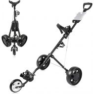 BOBOPRO Golf Push Cart 3 Wheel Foldable Lightweight Golf Pull Trolley One Sec to Fold/Unfold with Foot Brake Golf Accessories for Practice and Game Gift for Men Women/Kids
