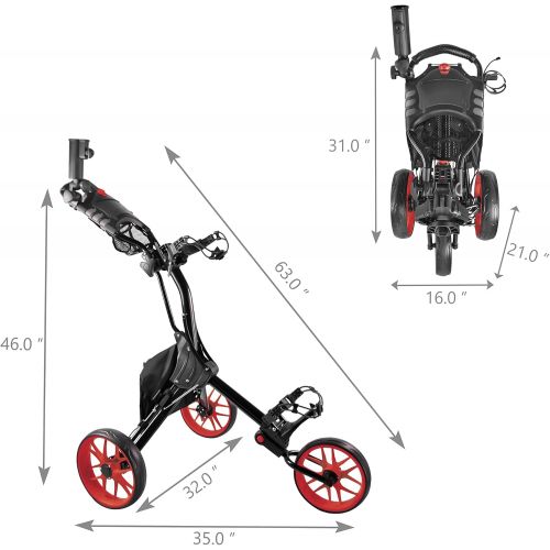  BOBOPRO Golf Push Cart, Golf Cart for Golf Club 3 Wheel Lightweight Folding Golf Carts with Foot Brake Umbrella Holder Golf Accessories for Practice and Game Gift for Men Women/Kid