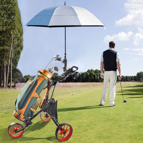  BOBOPRO Golf Push Cart, Golf Cart for Golf Club 3 Wheel Lightweight Folding Golf Carts with Foot Brake Umbrella Holder Golf Accessories for Practice and Game Gift for Men Women/Kid