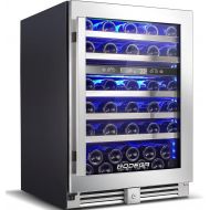 [아마존베스트]【2020 Upgrade】 BODEGA 24 Inch Wine Cooler,Hold Large Bottle,56 Bottles Dual Zone Built-In Wine Refrigerator,Large LCD Display,Seamless Ultra-thin Stainless Steel Reversible Door Fr