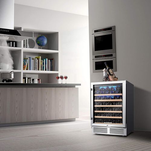  [아마존베스트]BODEGA 24 Wine Cooler,Built-in or Freestanding Wine Refrigerator 52 Bottle Fits large Bottle like Champagne And Wine,Single Zone Temperature Memory Function With Stainless Steel Ho