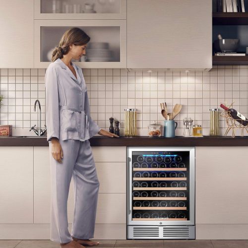  [아마존베스트]BODEGA 24 Wine Cooler,Built-in or Freestanding Wine Refrigerator 52 Bottle Fits large Bottle like Champagne And Wine,Single Zone Temperature Memory Function With Stainless Steel Ho