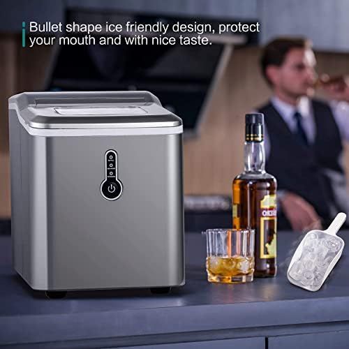  [아마존베스트]Sunmaki Ice Cube Machine, 12 kg Ice Cubes 24 h, Stainless Steel Ice Cube Maker 1.5 L Water Tank, Ice Maker 120 W, Produces 9 Ice Cubes, Preparation in 8 Minutes (Grey)