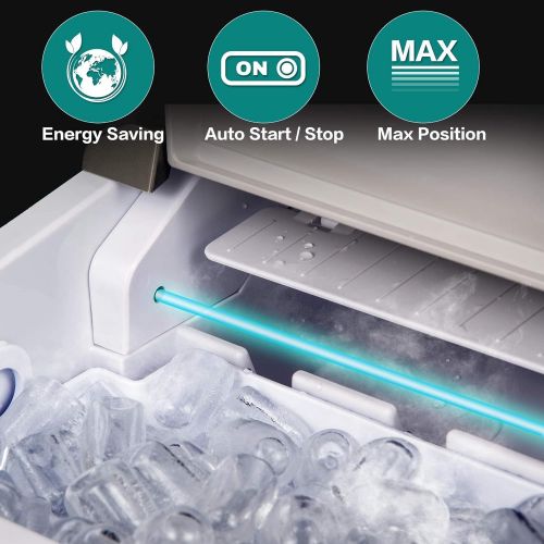  [아마존베스트]Sunmaki Ice Cube Machine, 12 kg Ice Cubes 24 h, Stainless Steel Ice Cube Maker 1.5 L Water Tank, Ice Maker 120 W, Produces 9 Ice Cubes, Preparation in 8 Minutes (Grey)