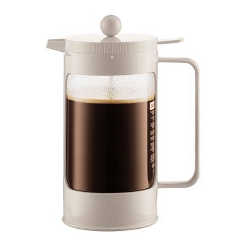  BODUM Bodum Bean French Press Coffeemaker with Locking Lever Lid, 8-Cup (34-Ounce), White