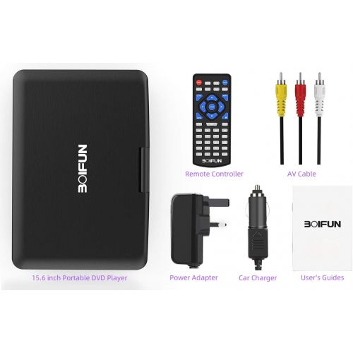  [아마존 핫딜]  [아마존핫딜]BOIFUN 17.5 Portable DVD Player with 15.6“ Large HD Screen, 6 Hours Rechargeable Battery, Support USB/SD Card/Sync TV and Multiple Disc Formats, High Volume Speaker, Black