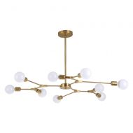 BOKT Mid Century Modern 9-Light Chandeliers Multi-Adjustable Chandelier Lighting Golden Sputnik Kitchen Island Lighting Include G80 Led Bulb