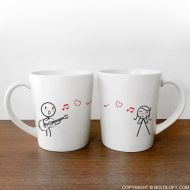 /BOLDLOFT Valentines Day Gift for Her, Girlfriend Gift, Wife Gift, Couple Mugs, His and Hers Mugs, Couples Gifts, Guitar Gifts, Music Gifts for Men