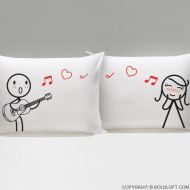 BOLDLOFT Valentines Day Gift for Girlfriend, Wife Gift, Couples Gift, His and Hers Couples Pillowcases, Music Gifts for Her, Cotton Anniversary Gift