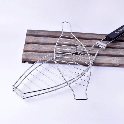  BOLLAER Stainless Steel Fish Grill Basket, Portable BBQ Fish Grilling Basket Grates, BBQ Charcoal Grilling Roast Basket for Camping Picnics Survival