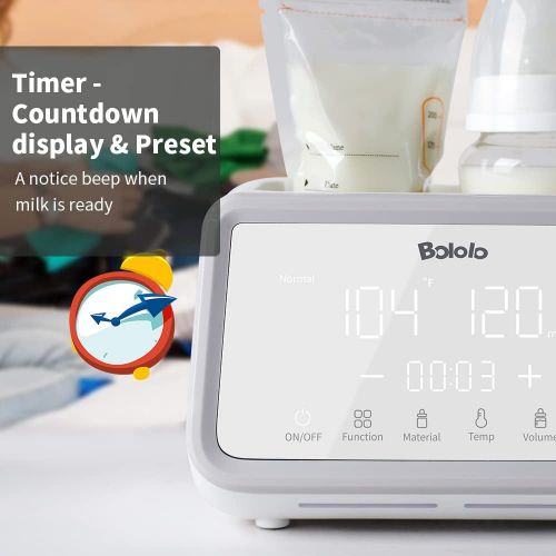  Baby Bottle Warmer Bololo Bottle Warmer for breastmilk 500W Stronger Power Fast Breast Milk Warmer Baby Food Heater with Timer for Twins 24H Temperature Control