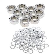 BOLT Dolity Pack of 10pcs Axle Mounting Nuts + 100pcs Durable Metal Washers Fits Most Skateboard Trucks Silver