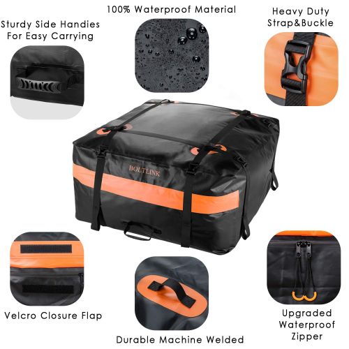  [아마존 핫딜]  [아마존핫딜]BOLTLINK Car Roof Top Cargo Carrier Bag, Made with Waterproof Material, Easy Install for Most Car,Jeep, SUV with Racks