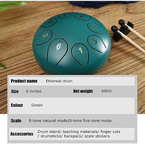  [아마존베스트]BOLUO Steel Tongue Drum Hand Pan Drum, 6 Inch 8 Notes Percussion Instrument Steel Tongue Drum, Drumsticks Percussion Accessories Meditation Yoga Sound Healing Tongue Drum Made of Steel