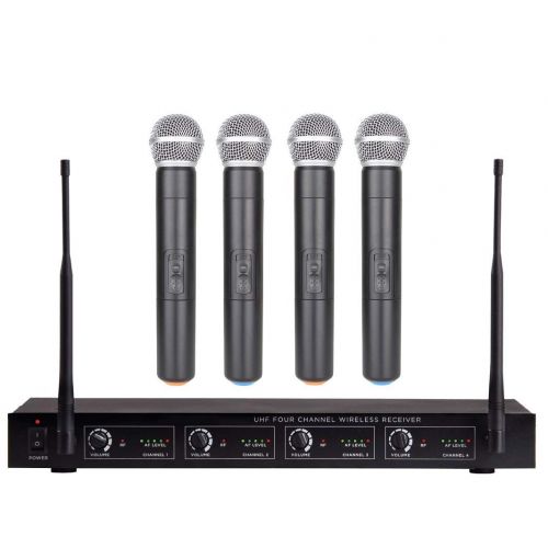  BOLY Boly BL3400 4 Cordless Microphone set for Church UHF Professional 4 Vocal Handheld mic for Karaoke DJ Churches Schools, Parties Presentation Speech