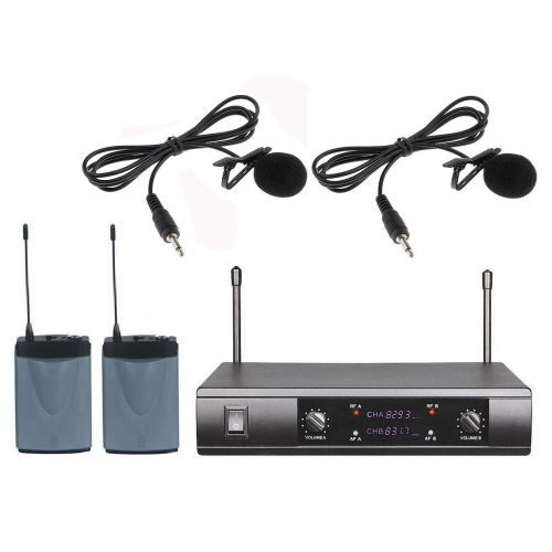  BOLY Boly Wireless Microphone System HF Dual Channel Wireless Microphone Set 2 Lapel Lavalier Microphone.Ideal for Church, Weddings,Presentations,School Play