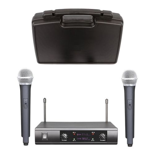  BOLY Boly Pro UHF Dual Wireless Cordless Microphone Mic System with Carrying Case