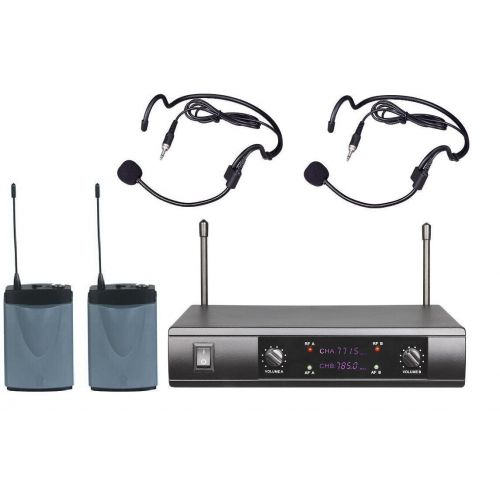  BOLY Boly Professional UHF Wireless Cordless Dual Headset Headworn Microphone System
