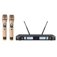 BOLY Boly Mike 2900 Dual UHF Wireless Microphone System Microphone for Karaoke Golden Handheld, 200 Channel Selectable Wireless Mic Set Professional Performance Microphone for Presentat