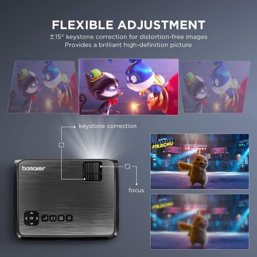  [아마존핫딜][아마존 핫딜] BOMAKER HD TV Projector, 3,600 Lux LED HDMI Projector with Carrying Bag, 1080P and 250 Display Supported, Compatible with TV Stick, PS4, HDMI, VGA, TF, AV and USB