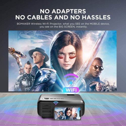  [아마존핫딜][아마존 핫딜] BOMAKER HD TV Projector, 3,600 Lux LED HDMI Projector with Carrying Bag, 1080P and 250 Display Supported, Compatible with TV Stick, PS4, HDMI, VGA, TF, AV and USB