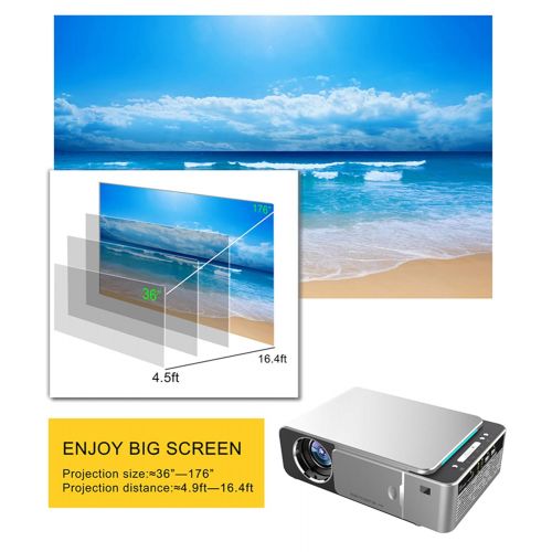  Mcwell Mini Projector,2500 Lumens LED Portable Full HD Multimedia Home Theater Video Projector 1080P Support for Home Cinema,Movie,Game,TV,Laptop,Smartphone